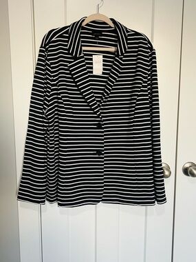 J. Jill Navy and Cream Striped blazer